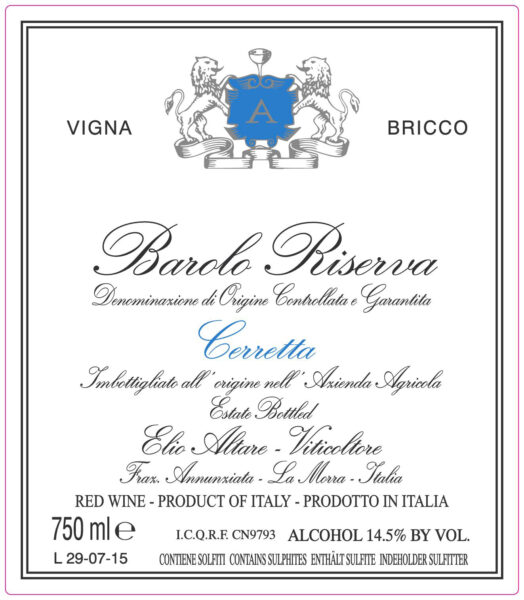 Barolo Riserva Cerretta Vigna Bricco Altare