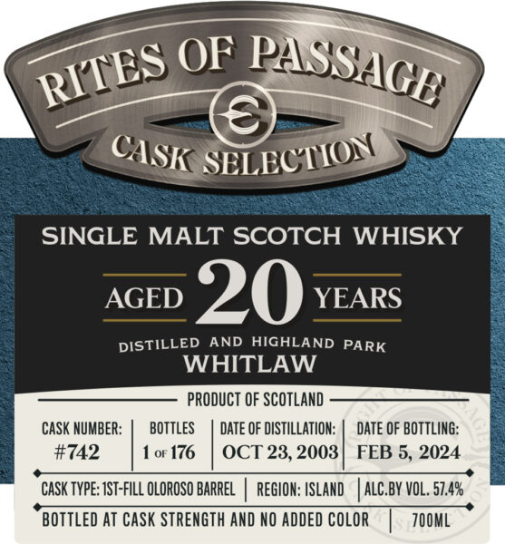 Single Malt Scotch Whisky Whitlaw Highland Park 20 Year Rites of Passage