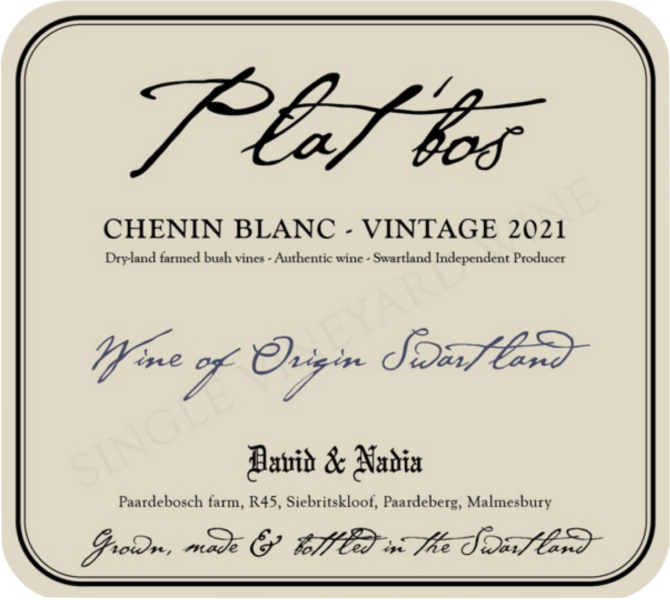 Chenin Blanc Platbos David  Nadia Sadie