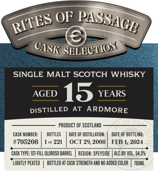 Single Malt Scotch Whisky Ardmore 15 Year Rites of Passage